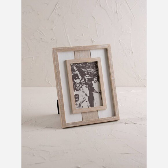 Morgan Picture Frame – Rustic Wood & White Accent - Picture 1 of 3